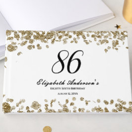 Libro De Visitas Elegant Minimalist Black and Gold 86th Birthday