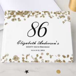 Libro De Visitas Elegant Minimalist Black and Gold 86th Birthday