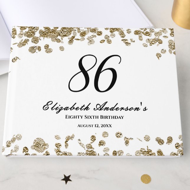Libro De Visitas Elegant Minimalist Black and Gold 86th Birthday (Subido por el creador)