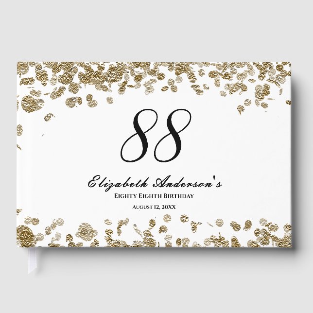 Libro De Visitas Elegant Minimalist Black and Gold 88th Birthday (Anverso)