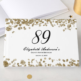 Libro De Visitas Elegant Minimalist Black and Gold 89th Birthday