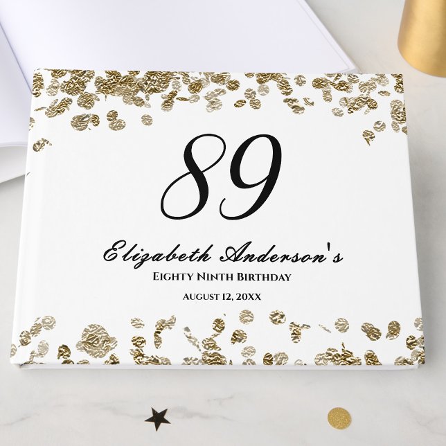 Libro De Visitas Elegant Minimalist Black and Gold 89th Birthday (Subido por el creador)