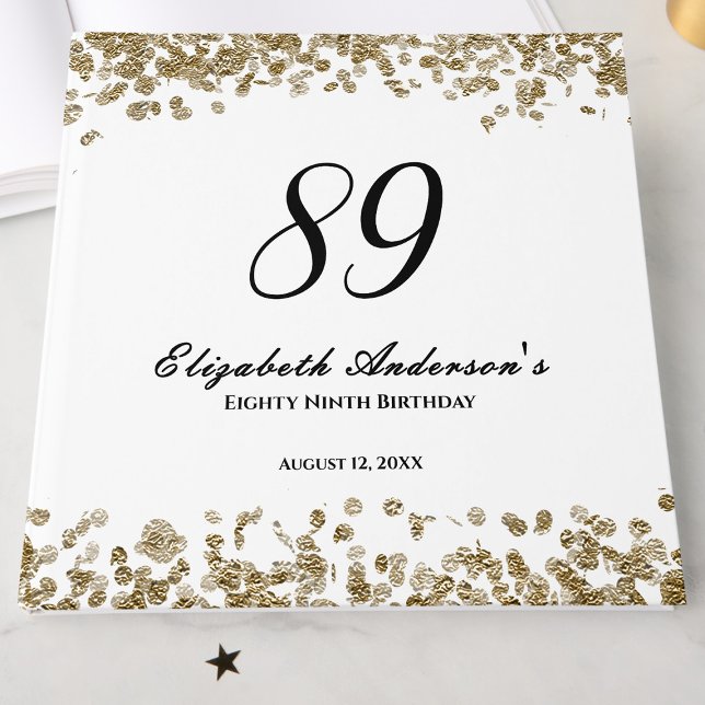 Libro De Visitas Elegant Minimalist Black and Gold 89th Birthday (Subido por el creador)