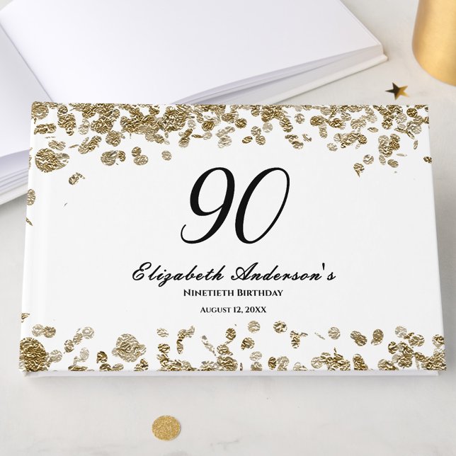 Libro De Visitas Elegant Minimalist Black and Gold 90th Birthday (Subido por el creador)
