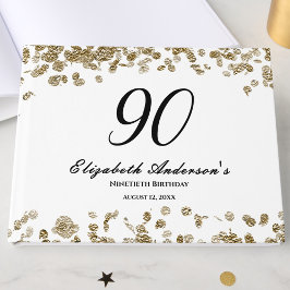 Libro De Visitas Elegant Minimalist Black and Gold 90th Birthday