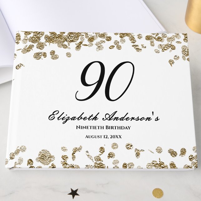 Libro De Visitas Elegant Minimalist Black and Gold 90th Birthday (Subido por el creador)
