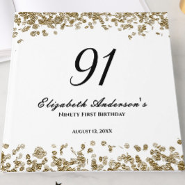 Libro De Visitas Elegant Minimalist Black and Gold 91st Birthday