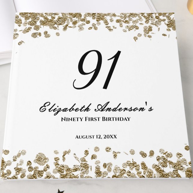 Libro De Visitas Elegant Minimalist Black and Gold 91st Birthday (Subido por el creador)