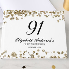 Libro De Visitas Elegant Minimalist Black and Gold 91st Birthday
