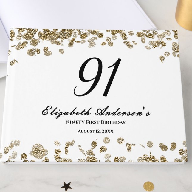 Libro De Visitas Elegant Minimalist Black and Gold 91st Birthday (Subido por el creador)