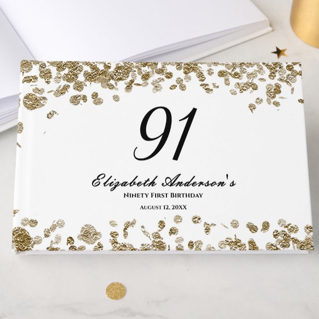 Libro De Visitas Elegant Minimalist Black and Gold 91st Birthday (Subido por el creador)