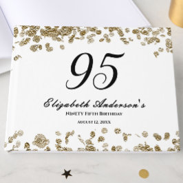 Libro De Visitas Elegant Minimalist Black and Gold 95th Birthday