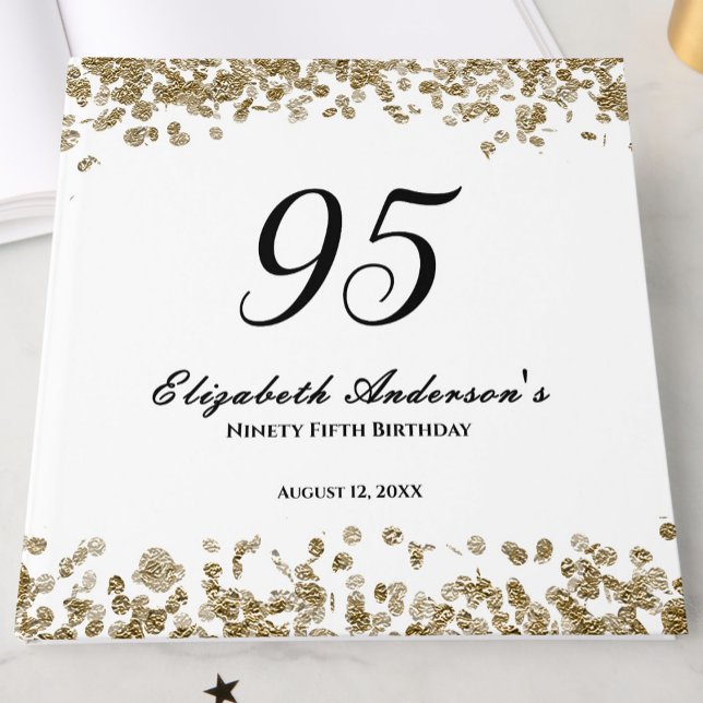 Libro De Visitas Elegant Minimalist Black and Gold 95th Birthday (Subido por el creador)