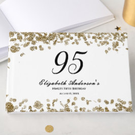 Libro De Visitas Elegant Minimalist Black and Gold 95th Birthday