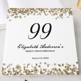 Libro De Visitas Elegant Minimalist Black and Gold 99th Birthday