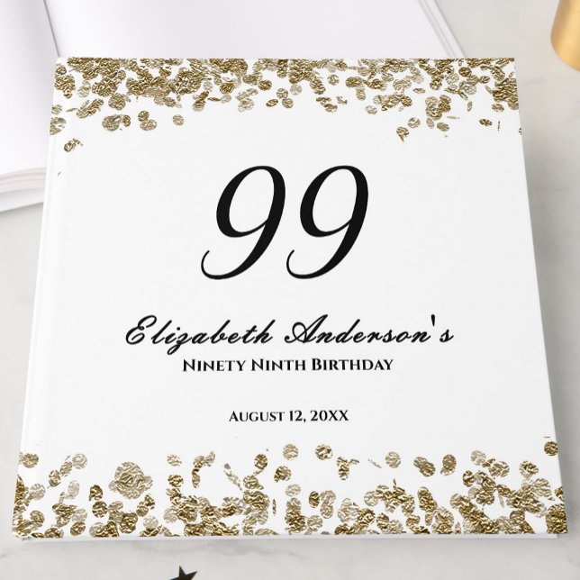 Libro De Visitas Elegant Minimalist Black and Gold 99th Birthday (Subido por el creador)