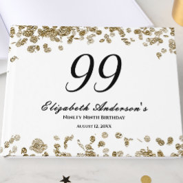 Libro De Visitas Elegant Minimalist Black and Gold 99th Birthday