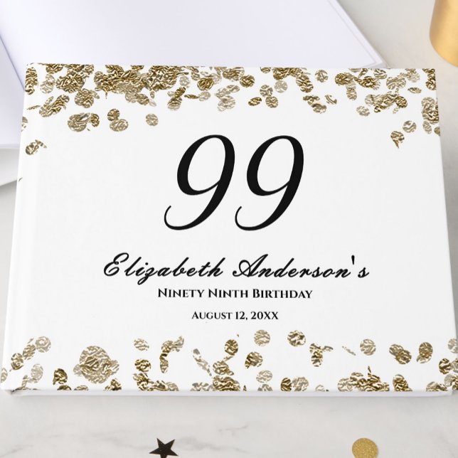Libro De Visitas Elegant Minimalist Black and Gold 99th Birthday (Subido por el creador)