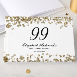 Libro De Visitas Elegant Minimalist Black and Gold 99th Birthday