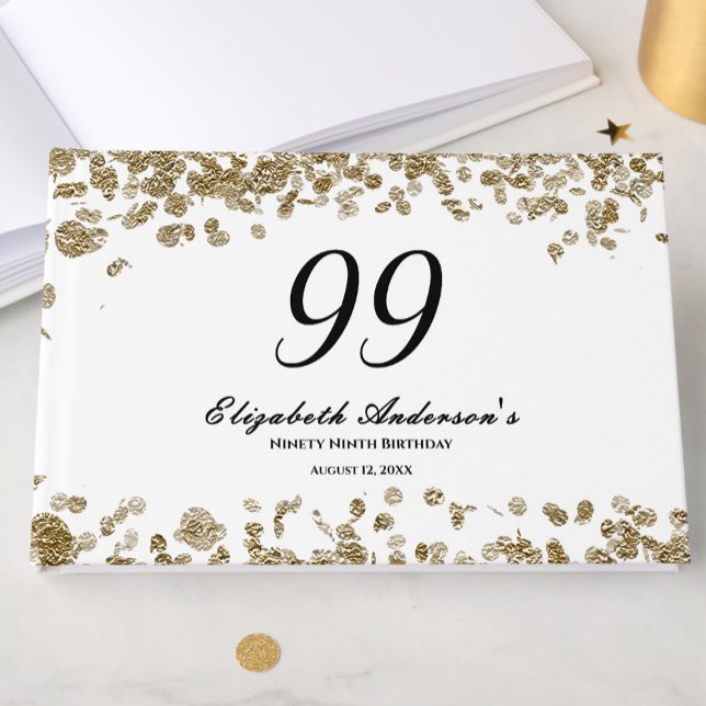 Libro De Visitas Elegant Minimalist Black and Gold 99th Birthday (Subido por el creador)