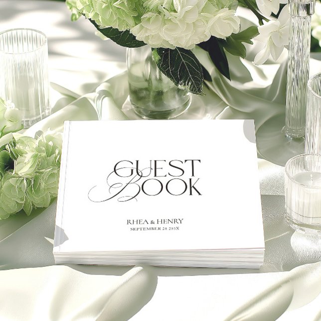 Libro De Visitas Elegant Minimalist Black & White Wedding  (Elegant Minimalist Black & White Wedding Guest Book)