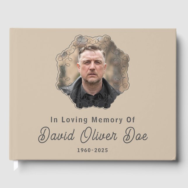 Libro De Visitas Elegant Minimalist Photo Classic Memorial Funeral (Anverso)