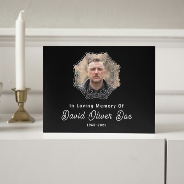 Libro De Visitas Elegant Minimalist Photo Classic Memorial Funeral (Elegant Minimalist Photo Classic Memorial Funeral Guest Book black and white custom text picture)