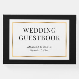Libro De Visitas Elegant Modern Black White and Gold Wedding