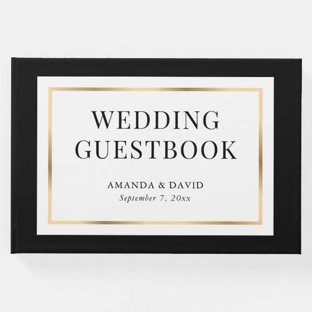 Libro De Visitas Elegant Modern Black White and Gold Wedding (Anverso)
