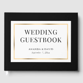 Libro De Visitas Elegant Modern Black White and Gold Wedding