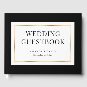 Libro De Visitas Elegant Modern Black White and Gold Wedding