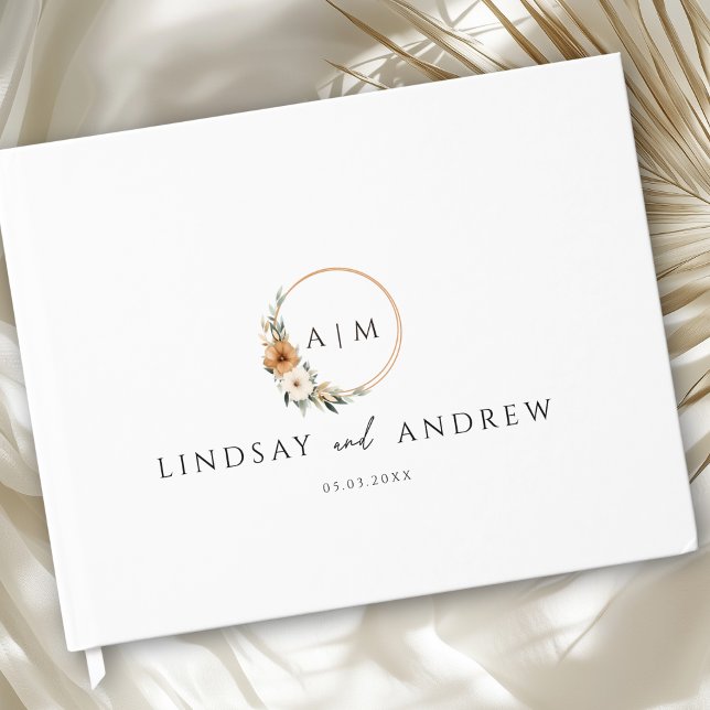 Libro De Visitas Elegant Monogram Copper Earthy Botanical  (Elegant Monogram Copper Earthy Botanical Photo Guest Book)