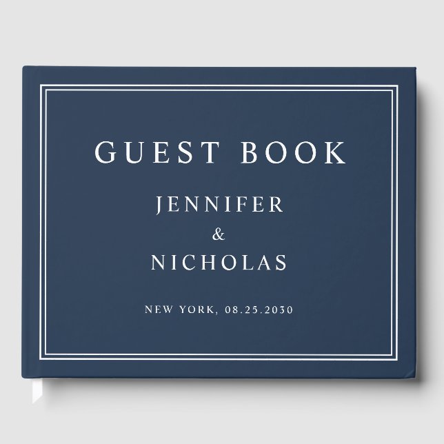 Libro De Visitas Elegant Navy Blue Wedding (Anverso)