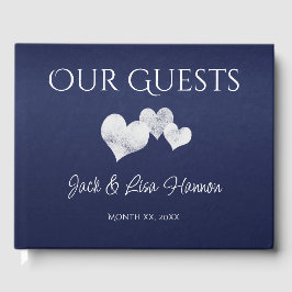 Libro De Visitas Elegant Navy With Hearts Guest Book
