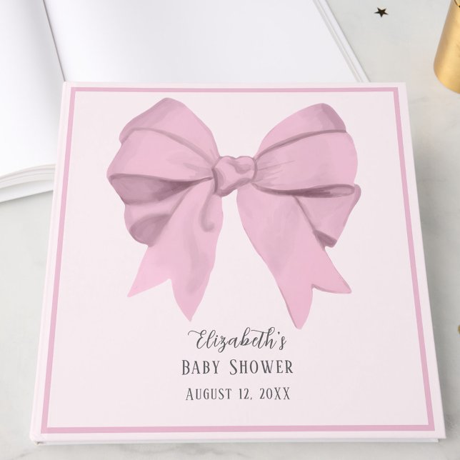 Libro De Visitas Elegant Pink Bow It's a Girl Baby Shower  (Subido por el creador)