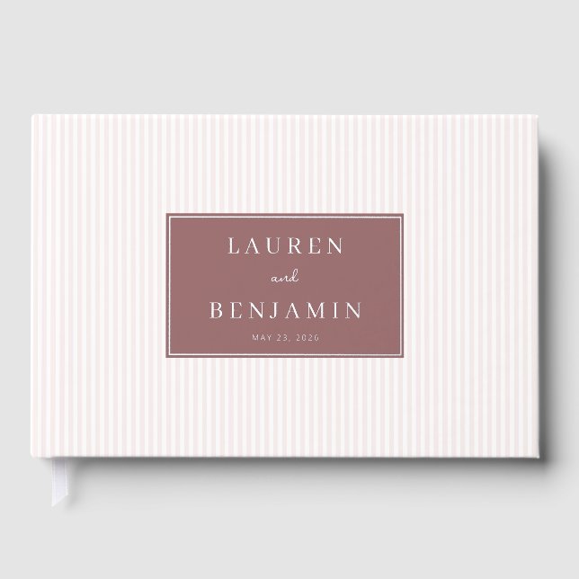 Libro De Visitas Elegant Pink Striped Minimalist (Anverso)