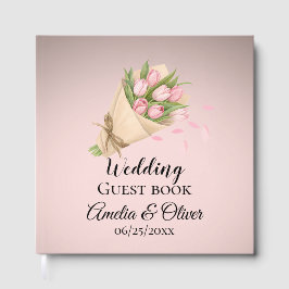 Libro De Visitas Élégant Pink tulips bouquet wedding 