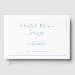 Libro De Visitas Elegant Powder Blue Script Wedding