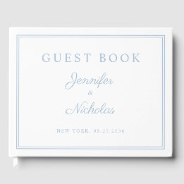 Libro De Visitas Elegant Powder Blue Script Wedding