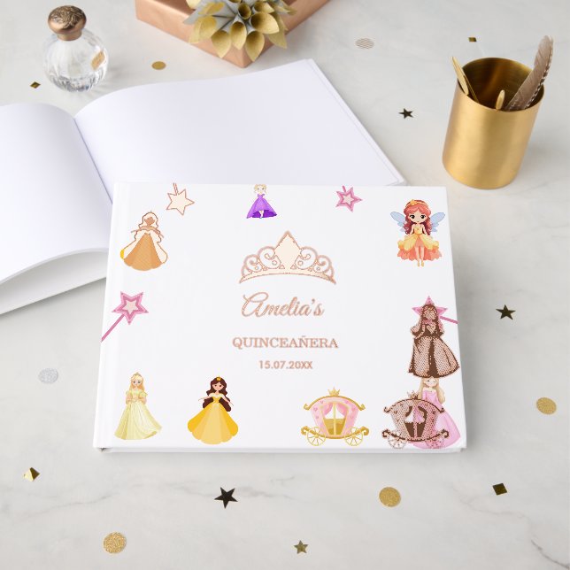 Libro De Visitas Elegant Princess Birthday Celebration (Anverso Abierto)