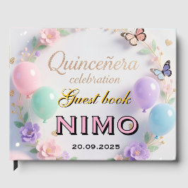 Libro De Visitas Elegant Quinceañera personalized name and date