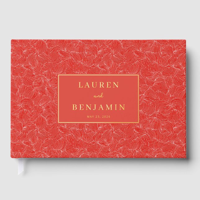 Libro De Visitas Elegant Red Floral Motions (Anverso)