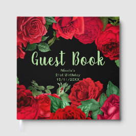 Libro De Visitas Elegant Red Roses Flowers Birthday Party