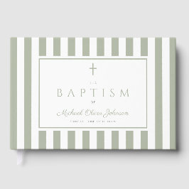 Libro De Visitas Elegant Religious Sage Green Baptism
