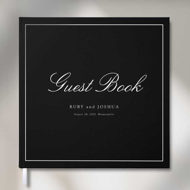Libro De Visitas Elegant Royal Black Scripted Font Wedding (Elegant Royal Black Scripted Font Wedding Guest Book)