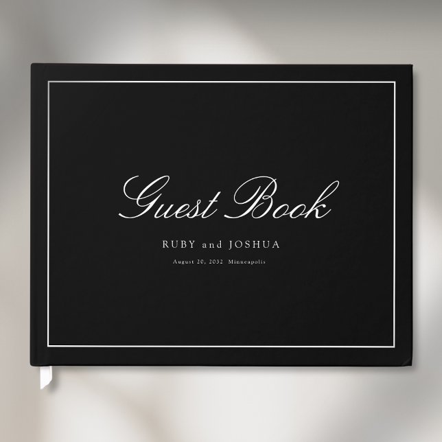 Libro De Visitas Elegant Royal Black Scripted Font Wedding (Elegant Royal Black Scripted Font Wedding Guest Book)