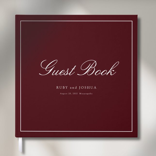 Libro De Visitas Elegant Royal Burgundy Scripted Font Wedding (Elegant Royal Burgundy Scripted Font Wedding Guest Book)
