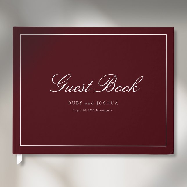 Libro De Visitas Elegant Royal Burgundy Scripted Font Wedding (Elegant Royal Burgundy Scripted Font Wedding Guest Book)