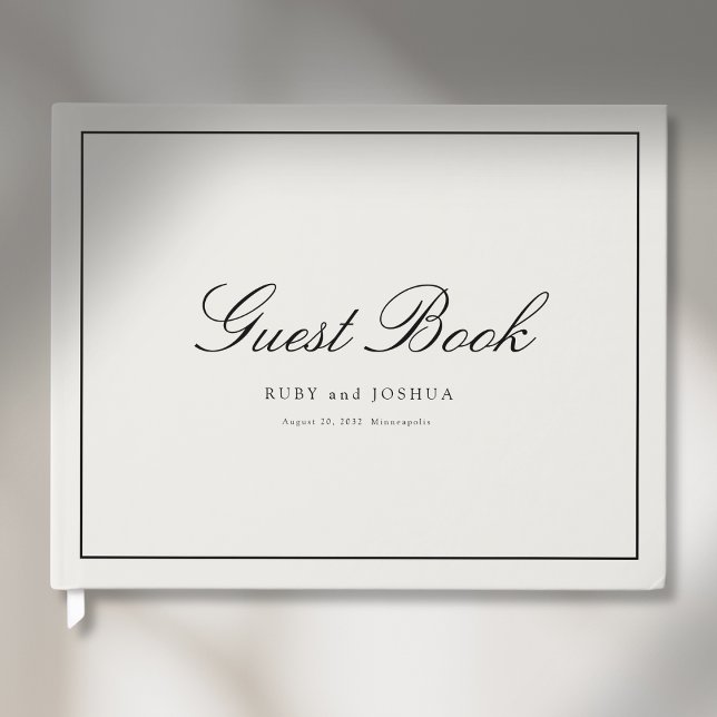 Libro De Visitas Elegant Royal Ivory Scripted Font Wedding (Elegant Royal Ivory Scripted Font Wedding Guest Book)
