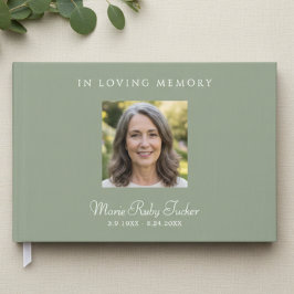 Libro De Visitas Elegant Sage Green Photo In Loving Memory Funeral
